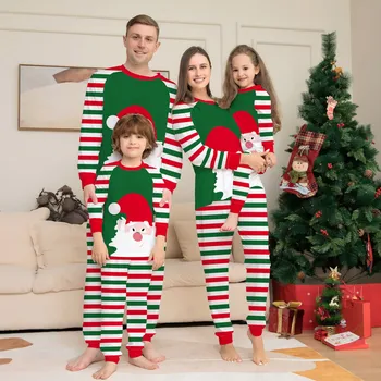 Natal Impresso Loungewear Bebê de Rastreamento Terno Família Terno (Bebê) E de Pijama Listrado 