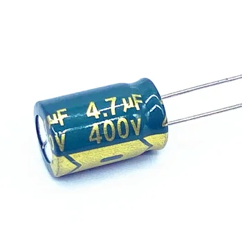10pcs/lot 400v de 4,7 UF de alta frequência baixa impedância 400V DE 4,7 UF capacitor eletrolítico de alumínio tamanho 8*12 20%