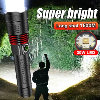 Mais Potente Lanterna LED Recarregável Tática Lanterna de LED USB de Alta Potência de Flash de Luz Brilhante Super Lanterna Tiro Longo Lâmpada da Mão