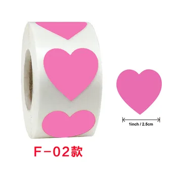 coração-de-rosa adesivos de 2,5 cm 500stickers/roll