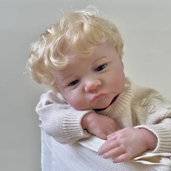 NPK 19inch corpo Mole Reborn Baby Doll Levi Acordado Bebê Recém-nascido Tamanho 3D Pele Visível Veias de colecionador de Arte Boneca
