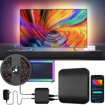 Tuya Ambiente de TV, luz de fundo LED TV Computador Luzes LED Strip Kit compatível com HDMI Sincronização de Caixa de Smart TV Retroiluminação Alexa Inicial do Google