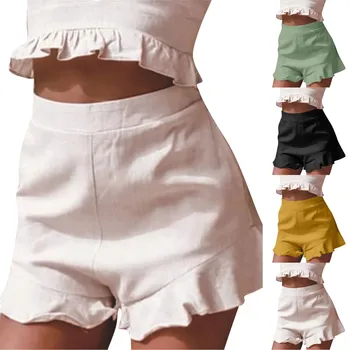 Shorts Verão 2023 Mulher Da Moda Slim Fit Férias Sólido Plissado Terno Para O Verão Elegante E Design De Moda Pantalones Cortos
