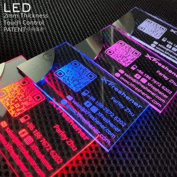 6 NOVO 2022 Luxo, Brilho Cartões de visita Personalizados Plástico Transparents Cartão de visita DIODO emissor de Luz da Bandeja de cor-de-Rosa de Cartão de visita