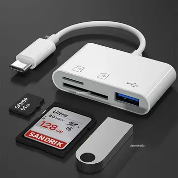 Tipo-C Adaptador Micro TF CF SD Leitor de Cartão de Memória Escritor Compact Flash USB-C para IPad Pro Huawei para Macbook USB tipo c adaptador