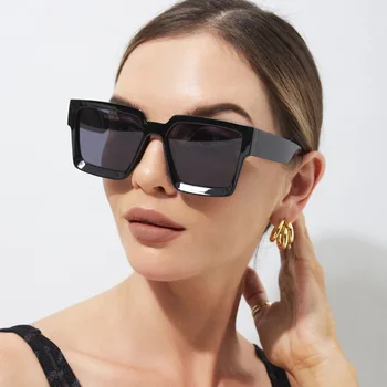 2023 Mulheres da Moda Quadrado Grande em Negrito Quadro de Miopia Homens Óculos de sol Vintage Escudo Estilo Uv400 de Verão, Óculos de Sol com Dioptria -1.50