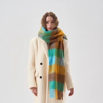 Inverno arco-íris de Retalhos da Manta Soft Cachecol de Lã para as Mulheres,de Lã Macia Xale para Casal Quente cachecol