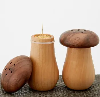 1Pc Black Walnut Sólido de Madeira com um Palito de Caixa Criativa Forma de Cogumelo Mesa de Jantar de Decoração, Enfeites Personalizados Caixa de Palito
