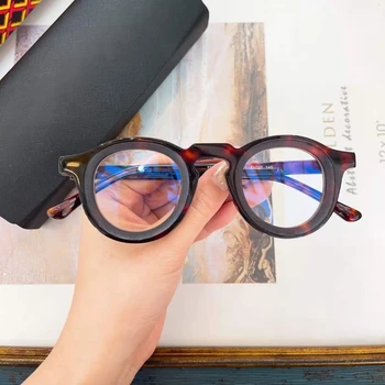 De luxo de Moda Vintage Sólido Quadro do Acetato de Dois tons de Design de Miopia Esfera de Óculos Japão Artesanato Mulheres Homens AA+ Qualidade Original