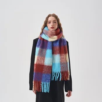Inverno arco-íris de Retalhos da Manta Soft Cachecol de Lã para as Mulheres,de Lã Macia Xale para Casal Quente cachecol