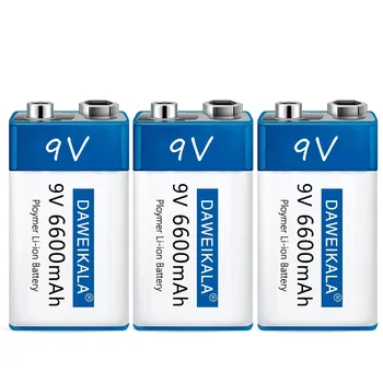 2023 Nova de 9V USB bateria recarregável Li-Ion bateria 9V 6600mAh é adequado para a câmera e outra série de produtos eletrônicos+linha de USB